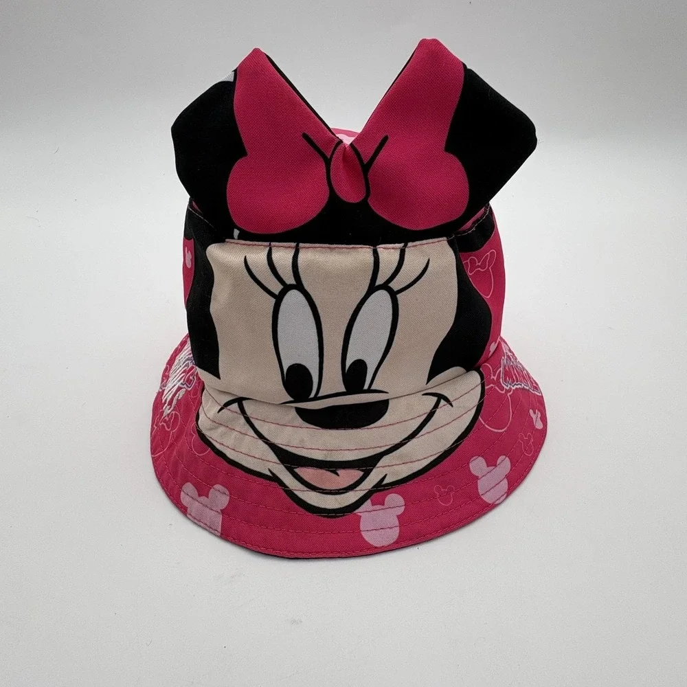 Disney Minnie Mouse Hat Girls One Size Pink Bucket Wide‎ Brim Bow Bahamas Summer
